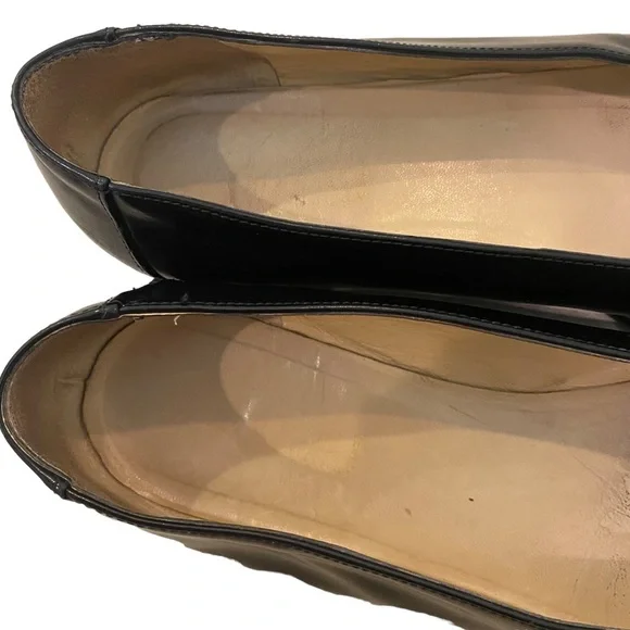 Gucci black flat pumps ballet square toe interlocking GG 8.5 leather